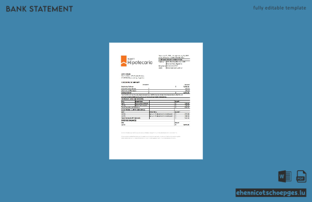 Excel-Beispielvorschau für den Kontoauszug der argentinischen Banco Hipotecario